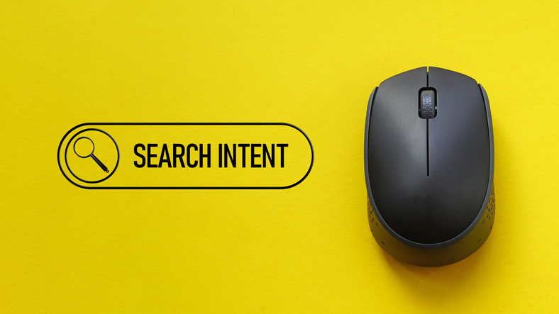 Google search bar on a computer screen illustrating search intent and SEO keyword research.